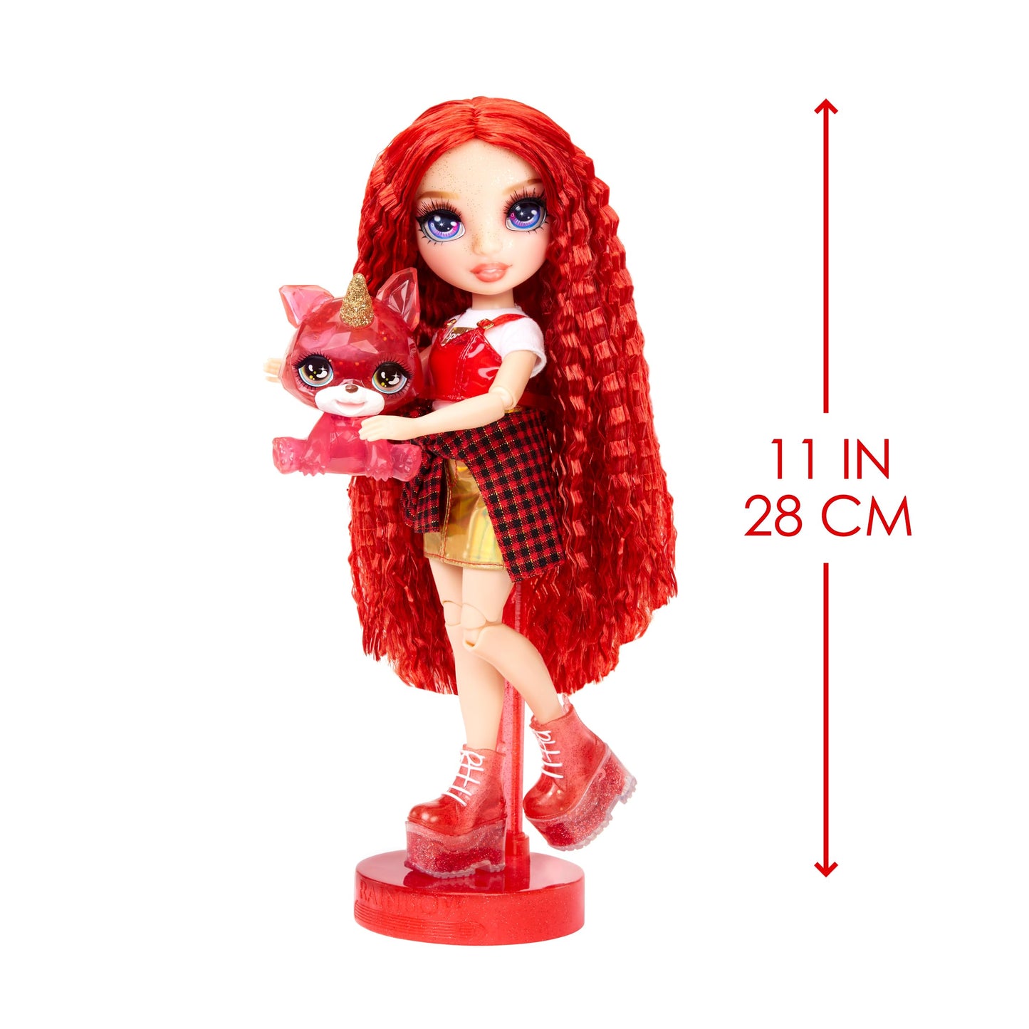 Rainbow High – Muñeca Classic Fashion - Ruby Anderson con Kit de Slime y Mascota Mágica